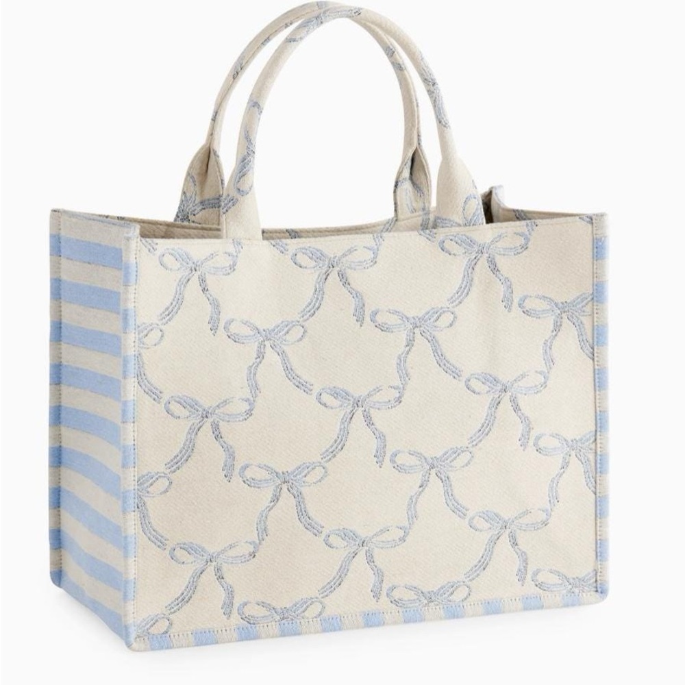Elegant Blue and Cream Tote Bag